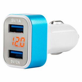 Nabíječka do auta 12/24V 2xUSB 3A + tester autobaterie