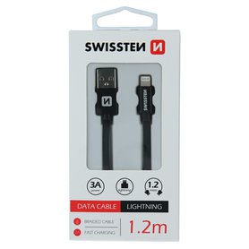 Datový kabel SWISSTEN TEXTILE USB / LIGHTNING 1,2m černý