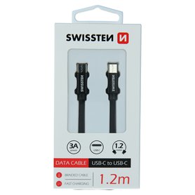 Datový kabel SWISSTEN TEXTILE USB-C / USB-C 1,2m černý